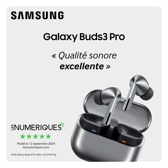 Galaxy Buds3 Pro Blanc avec réduction active du bruit