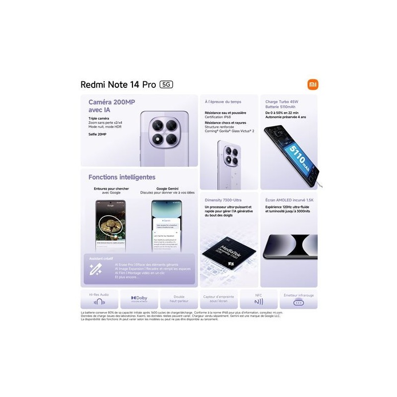 Xiaomi Redmi Note 14 Pro 5G 256 Go Noir